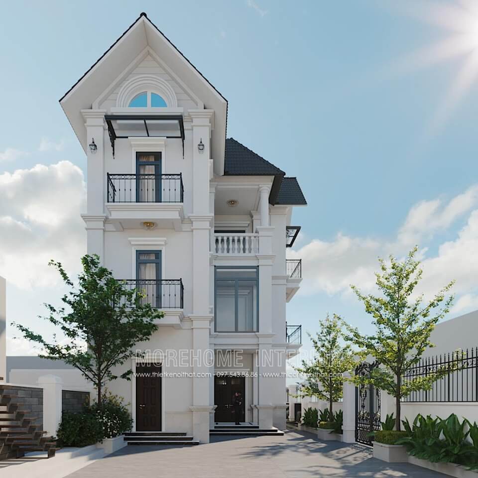 Morehome thiết kế kiến trúc mái thái hiện đại cho căn biệt thự 3 tầng 1 tum tại Hà Nội thiết kế biệt thự
