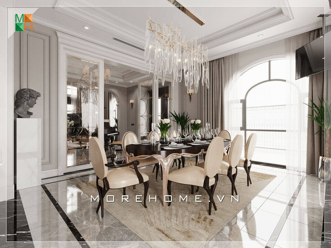 Morehome xin giời thiệu cho quý khách mẫu thiết kế phòng ăn đẳng cấp và sang trọng cho biệt thự, nhà phố, chung cư cao cấp. thiết kế biệt thự