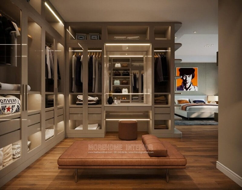 Mẫuthiết kế phòng ngủ liền phòng thay đồ đẹp, sang trọng thiết kế biệt thự